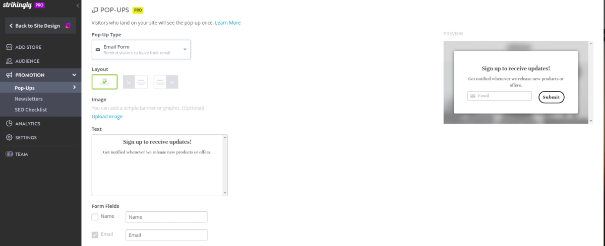 pop up customization pop up customization
